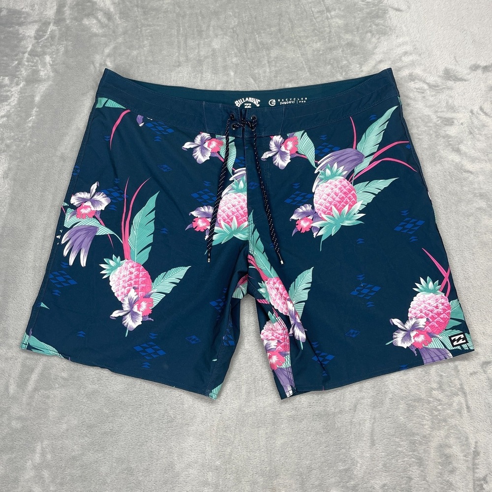 Billabong Shorts Mens 40 Blue Floral Recycler Sundays Pro Board Surf Surfing Y2k